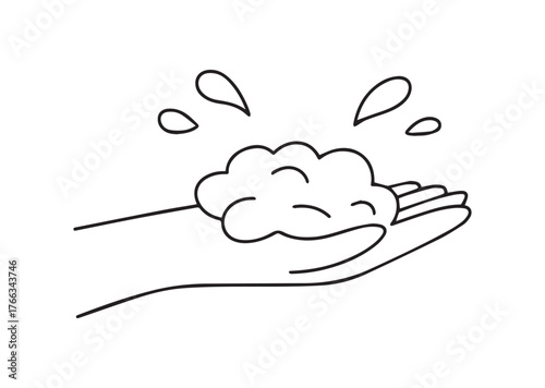 Foam on hand Line art vector
