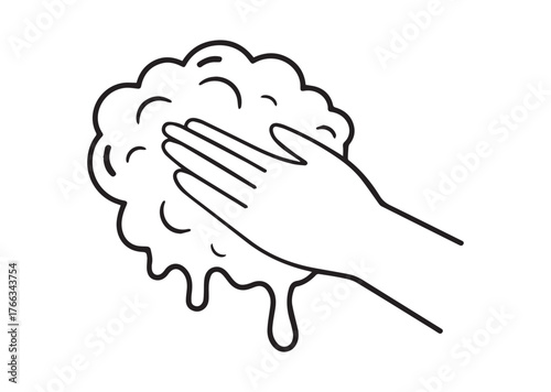 Foam on hand Line art vector