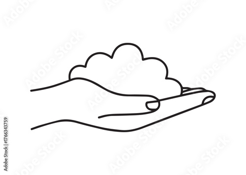 Foam on hand Line art vector
