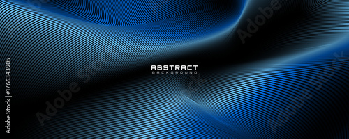 3D blue lines techno abstract background overlap layer on dark space with waves effect decoration. Modern graphic design element stripes style concept for web, poster, flyer, card, or brochure cover