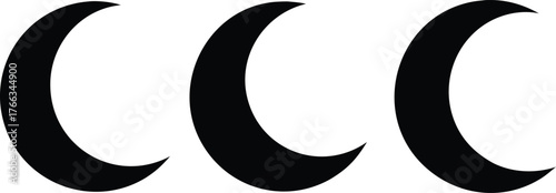 Crescent moon, black and white, minimalistic, abstract, geometric shapes, vector art, simple, clean, digital illustration

