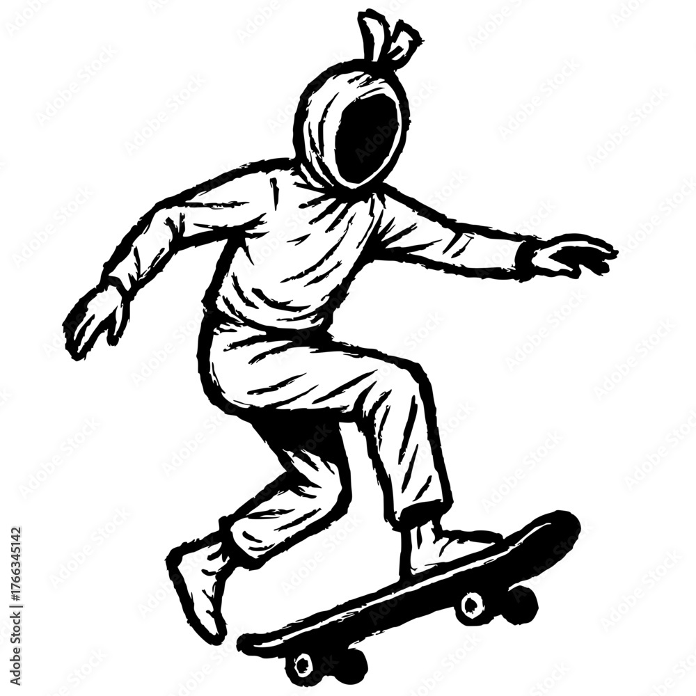 Fototapeta premium Indonesian ghost silhouette playing skateboard