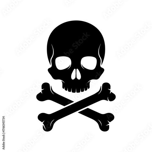 Black skull and crossbones symbol danger icon