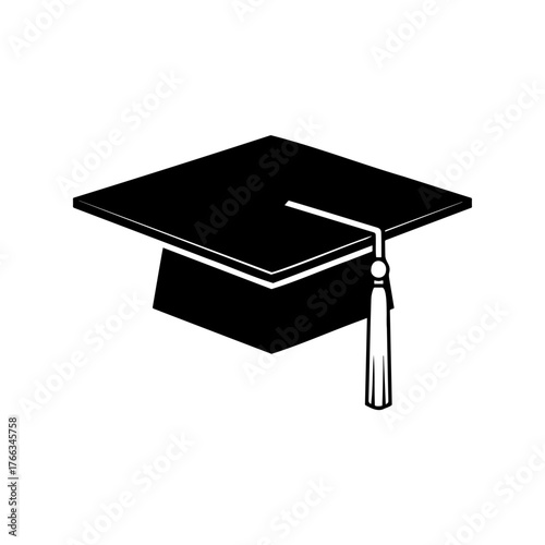 Black graduation cap with tassel illustration
