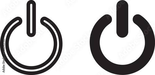 Power button icons simple outline and solid filled symbols