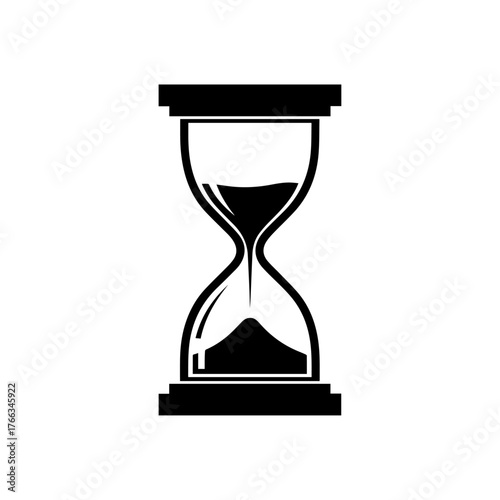 Black hourglass symbol measuring time passing