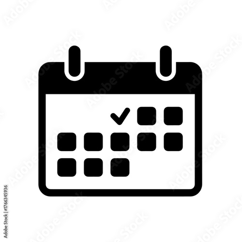 Simple calendar icon with check mark symbol
