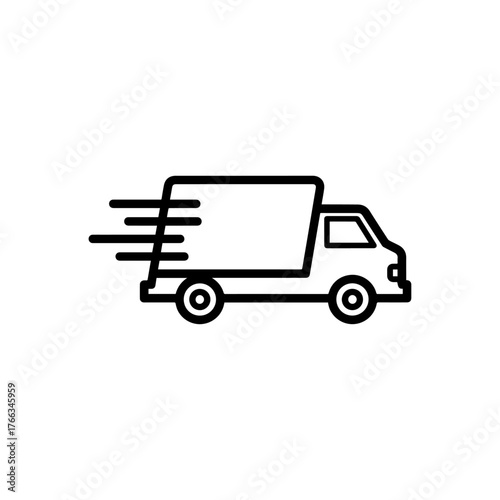 Speeding delivery truck icon motion lines