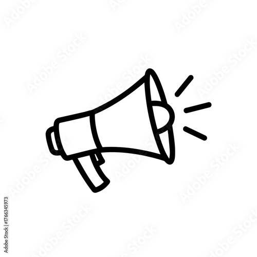 Hand drawn megaphone announcing loudly with sound waves