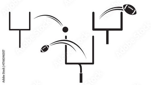 Goalpost with Football Arc Silhouette, Clean Black Holiday Game Symbol for Thanksgiving Sports, Tailgate Parties, and Fall Event Graphics