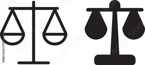 Two scales of justice symbols representing law and fairness
