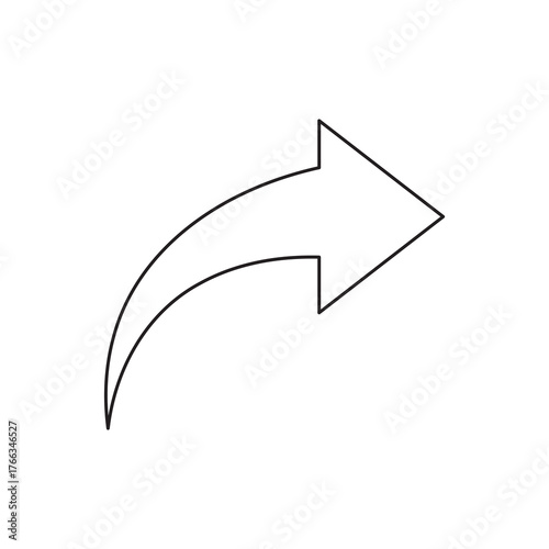 Minimalist Rightward Curved Arrow Outline Icon