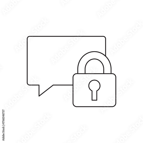 Private Locked Chat Message Padlock Outline Icon