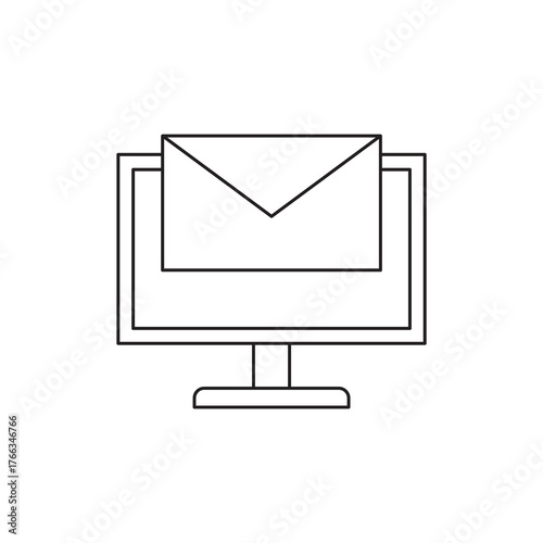 Email on Desktop Monitor Outline Icon Symbol