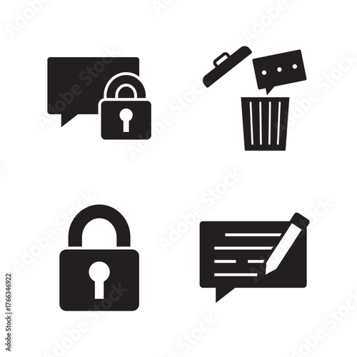 Filled Security Delete and Message Editing Icons