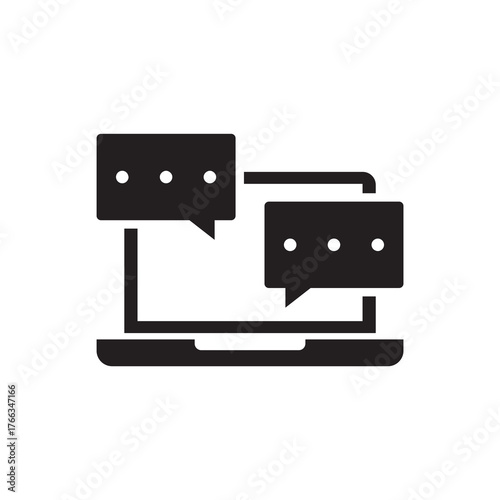 Solid Chat Messages Displayed on Laptop Icon