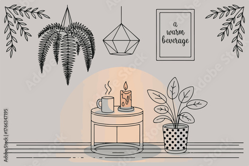 Wallpaper Mural Cozy Corner Scene Illustration Torontodigital.ca