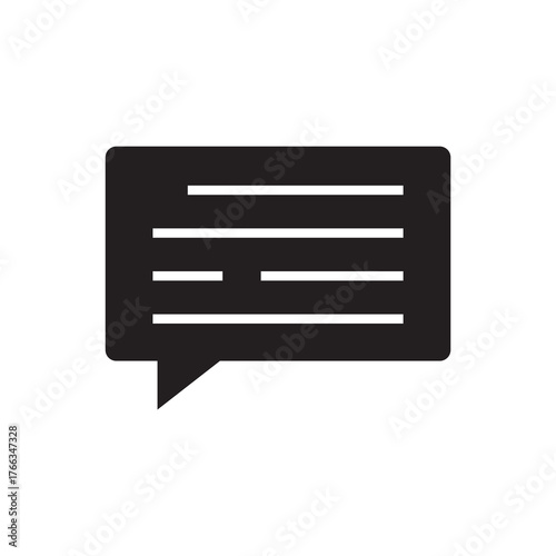 Solid Text Message with Lines Speech Bubble Icon