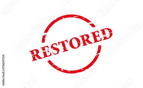 RESTORED - Red Rubber Stamp with text RESTORED
