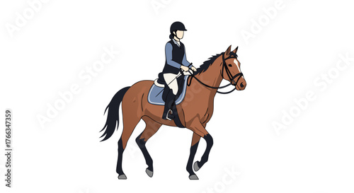 Equestrian Rider Gracefully Mounted on a Horse during a Training Session at the Stable