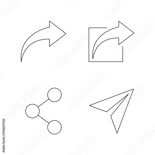 Outline Vector Icons Collection for Sharing and Sending Actions