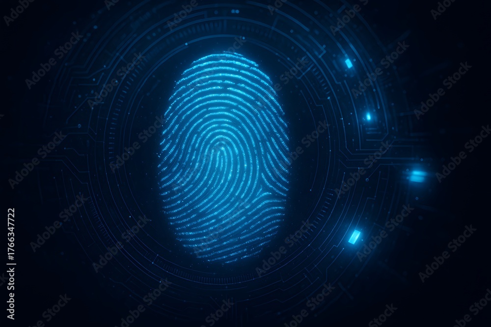 Fototapeta premium Biometric fingerprint scan digital identity security authentication concept