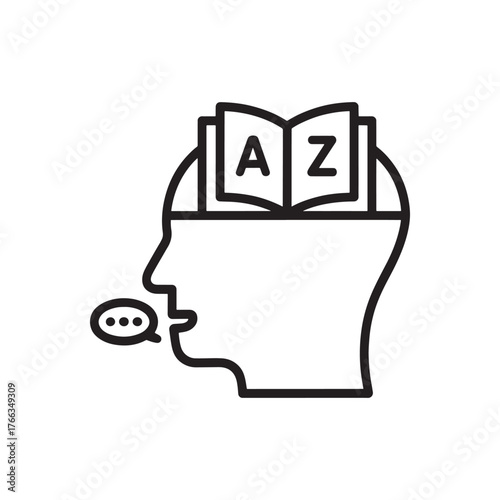 Learning and speaking language concept icon