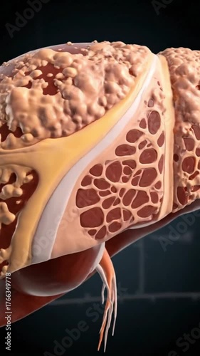 Liver Cirrhosis Progression – 3D Medical Organ Visualization