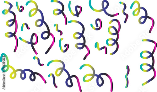 Set of colorful streamer vectors party decoration