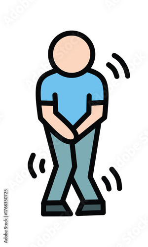 Cartoon Illustration of a Man with Urinary Urgency and Pain