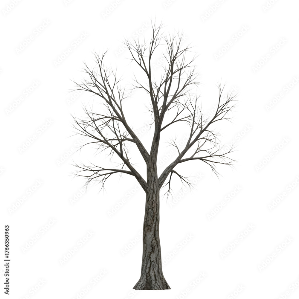 Obraz premium Bare tree isolated on transparent background in winter season without leaves