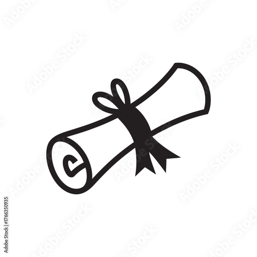 Hand drawn diploma scroll tied with ribbon