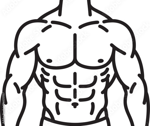 Detailed Line Art of a Muscular Male Torso.