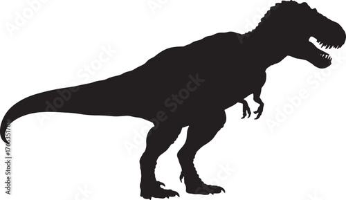 Black silhouette of a Tyrannosaurus Rex dinosaur icon.