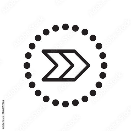 Dotted circle with chevron arrow icon