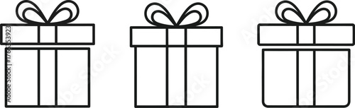 Three gift boxes with ribbons