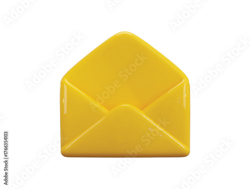 Yellow Envelop icon 3d render concept with Shine empty message envelop icon vector illustration 