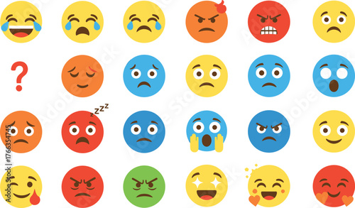 Collection of cartoon egg characters displaying a wide range of emotions and expressions isolated on transparent background