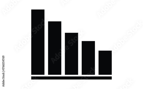 Decreasing Black Bar Chart Illustrating Reduction or Decline in Visual Data.