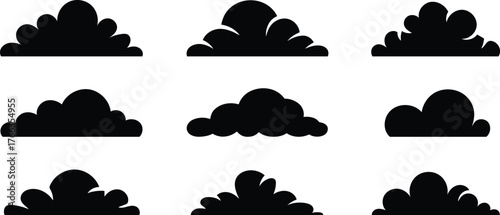 Cloud Silhouette Set Different Shapes White Background Vector Illustration Graphic