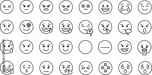 Collection of hand drawn cartoon egg faces expressing various emotions and moods isolated on transparent background