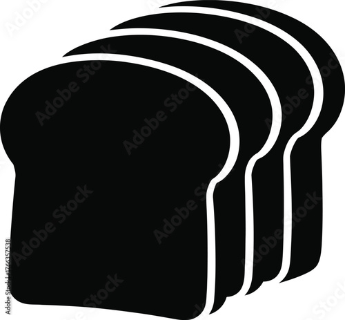 Iconic sliced white bread loaf stack simple bold graphic food staple silhouette