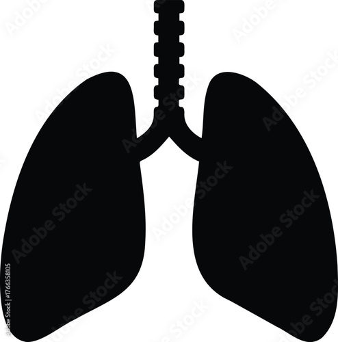 Vector art of black lung illustration, representing the respiratory system, health, and the potential impact of diseases or conditions on the organ