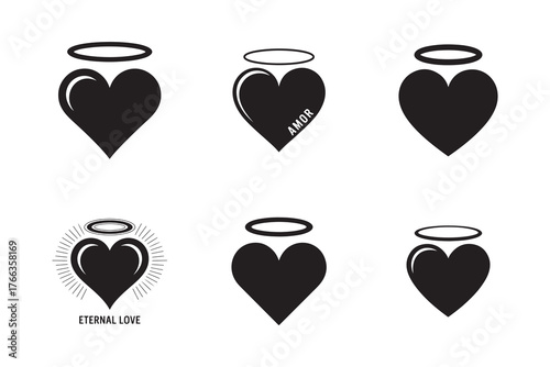 Outline Double Heart Symbols for Valentine and Wedding Concept
