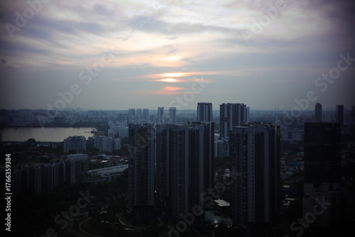 Photography sunset over the city singapore