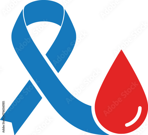 Vector art of world diabetes day awareness ribbon and blood drop
