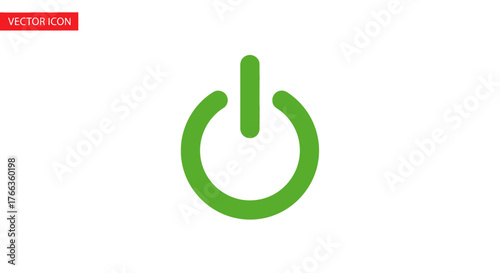 Green power button icon simple flat vector design isolated on white background for app and web design
