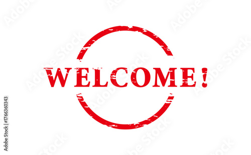 WELCOME! - Red Rubber Stamp With text WELCOME!
