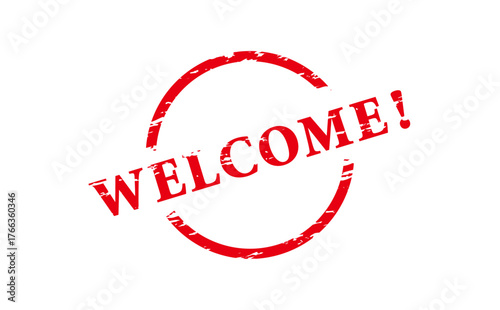 WELCOME! - Red Rubber Stamp With text WELCOME!
