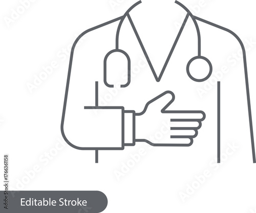Doctor Line Vector Icon, Isolated on Transparent Background, Editable Stroke